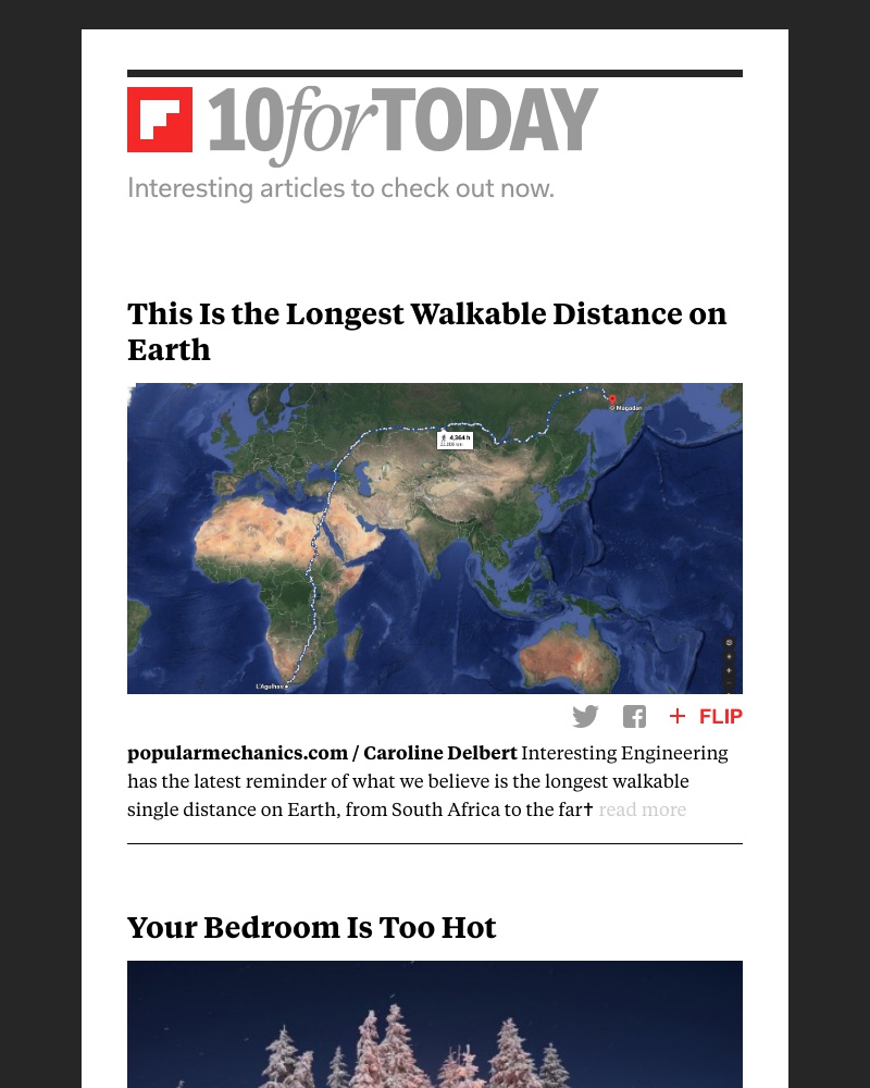 Flipboard - The longest walkable distance on Earth
