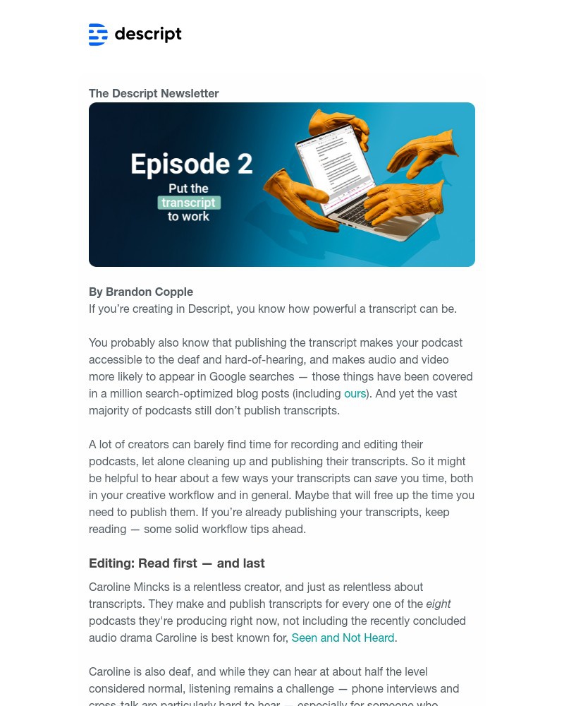 Descript - The mighty transcript: How it can speed up your workflow