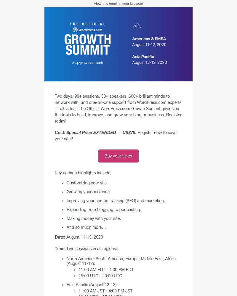 WordPress - The Official WordPress.com Growth Summit starts in just a few days!