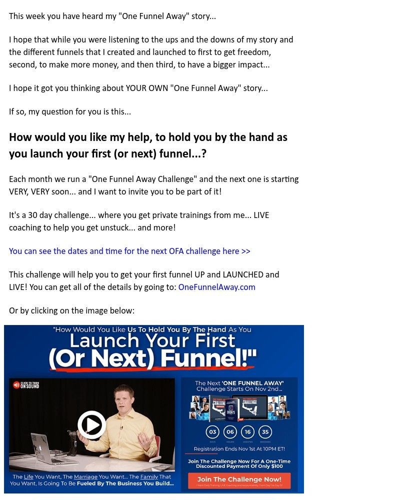 ClickFunnels - the "One Funnel Away" challenge!