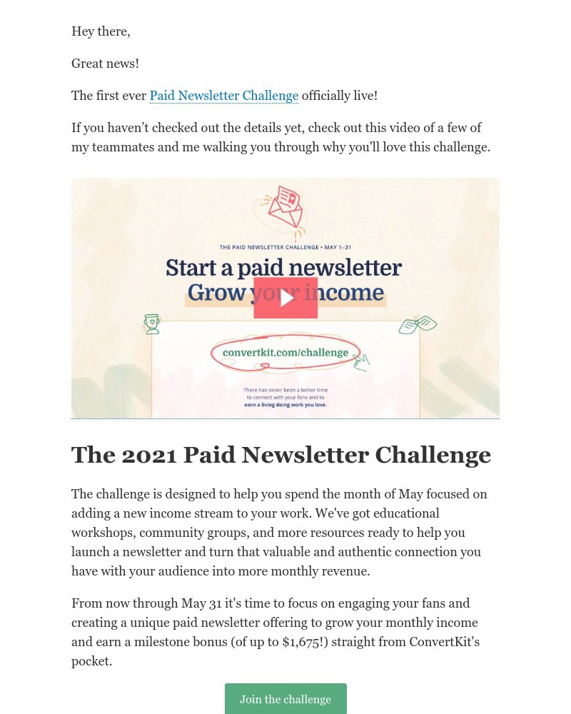 ConvertKit - The Paid Newsletter Challenge is LIVE!