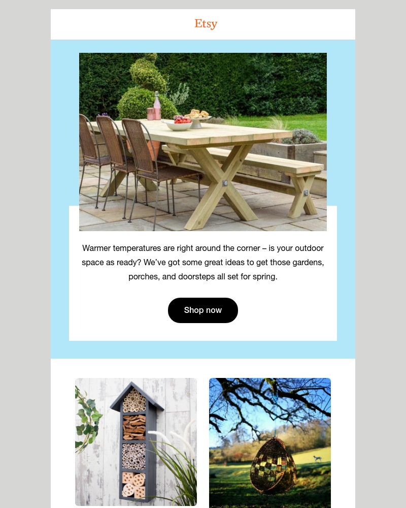 Etsy - The perfect outdoor pieces