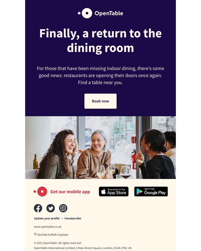 OpenTable - The return of indoor dining is here