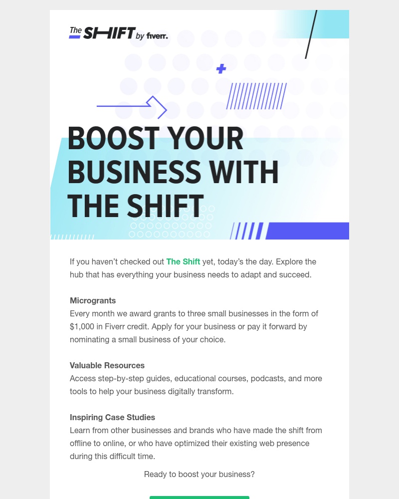 Fiverr - The Shift: microgrants, resources, real transformations