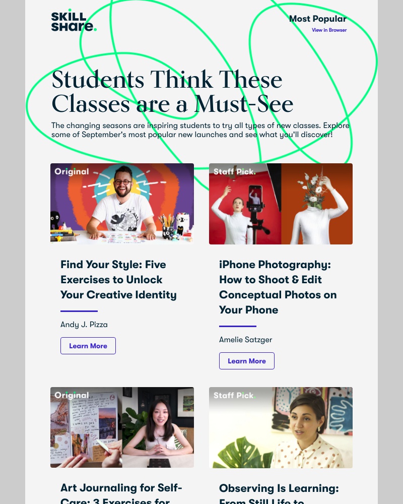 Skillshare - The Top 8: September's Most Popular Classes