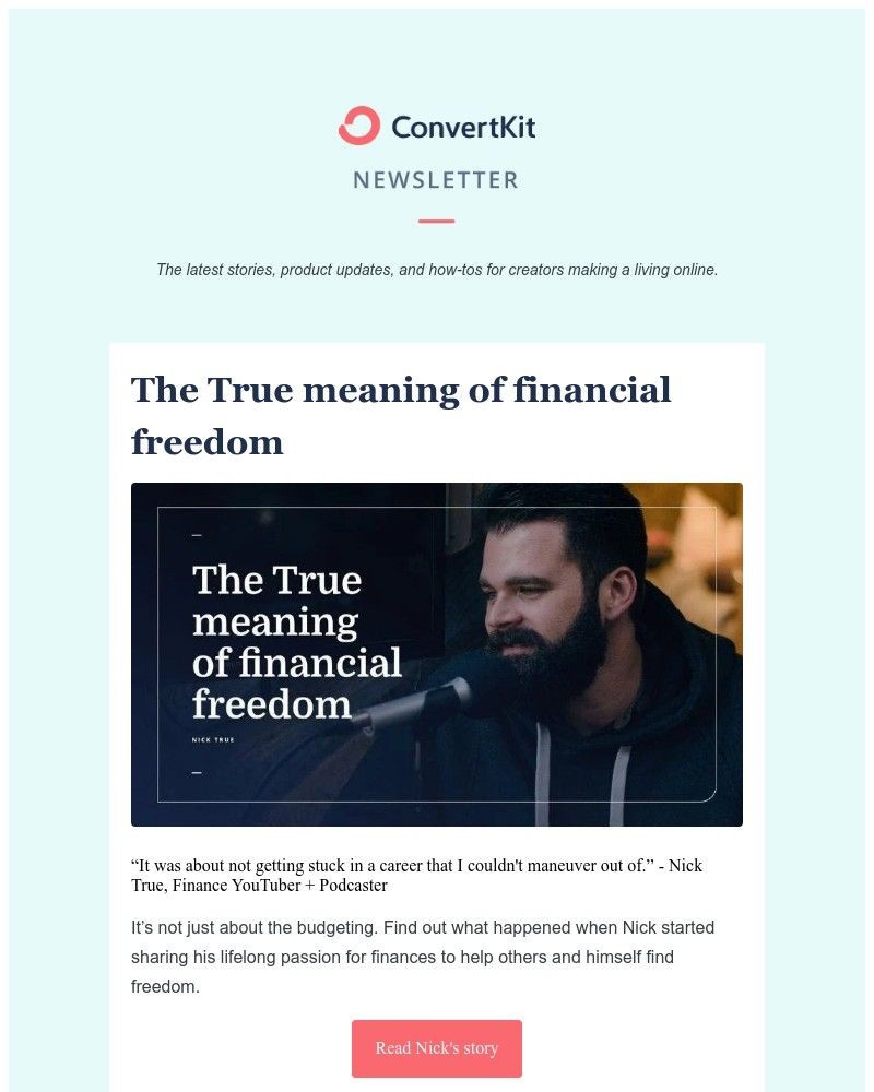 ConvertKit - The True meaning of financial freedom