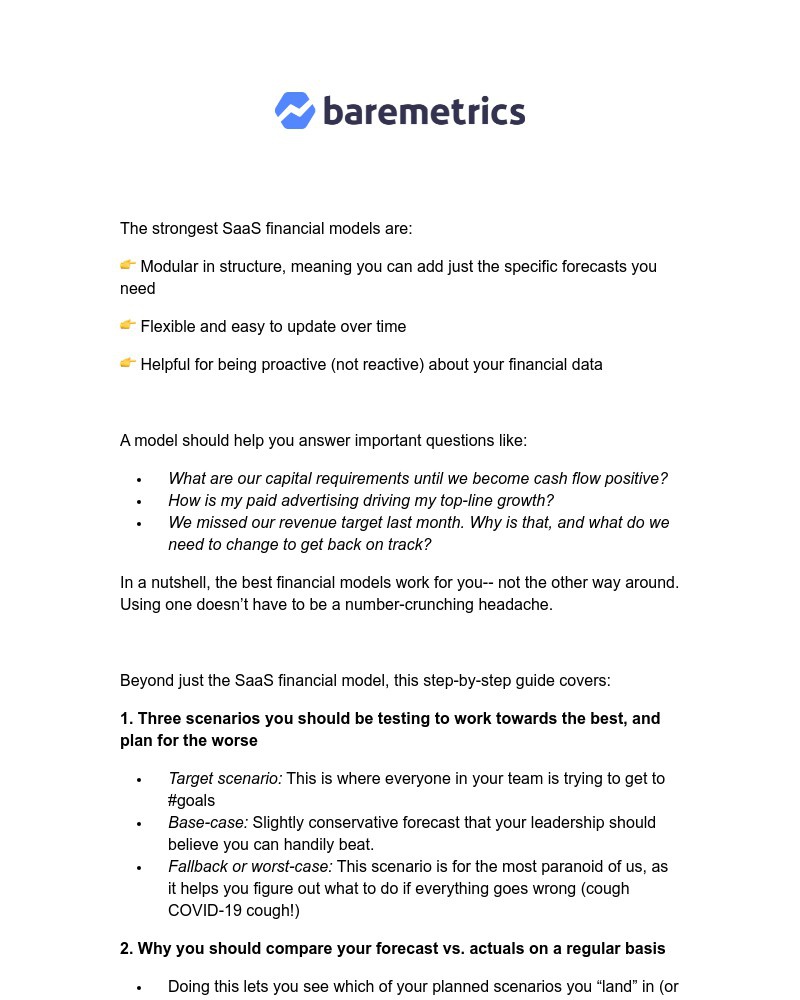 Baremetrics - The ultimate SaaS financial model 💰