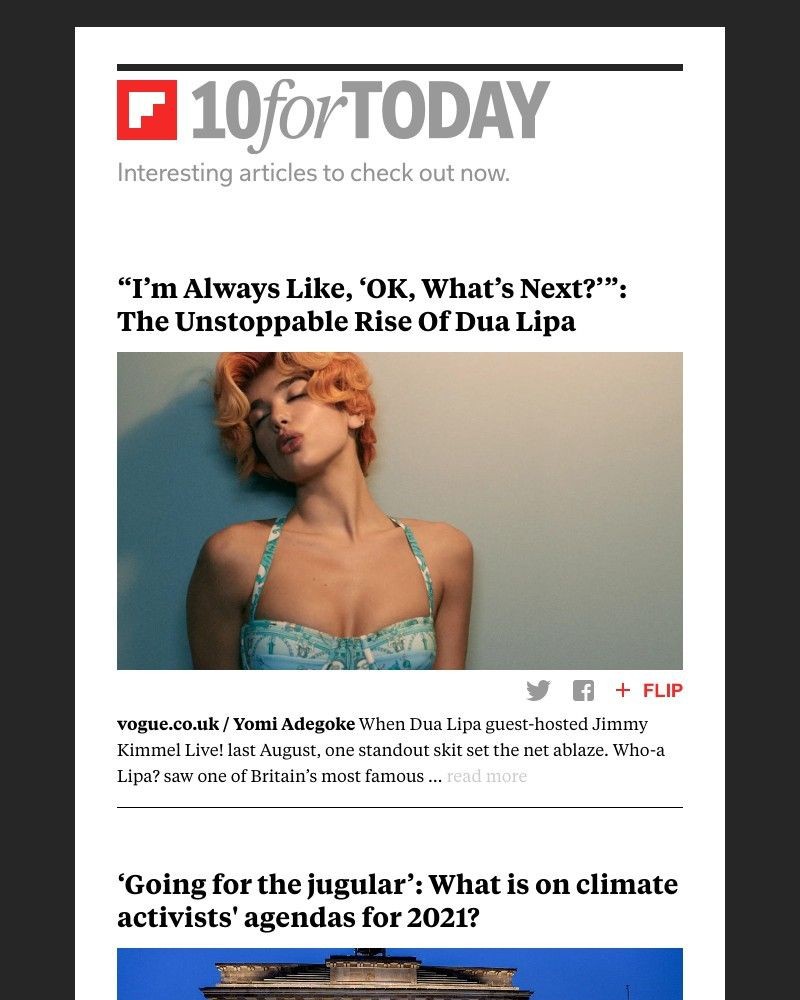 Flipboard - The unstoppable rise of Dua Lipa