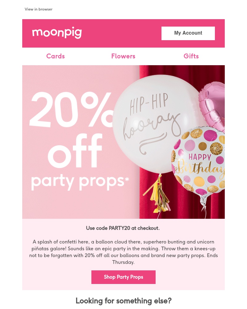Moonpig - There’s 20% off party props!