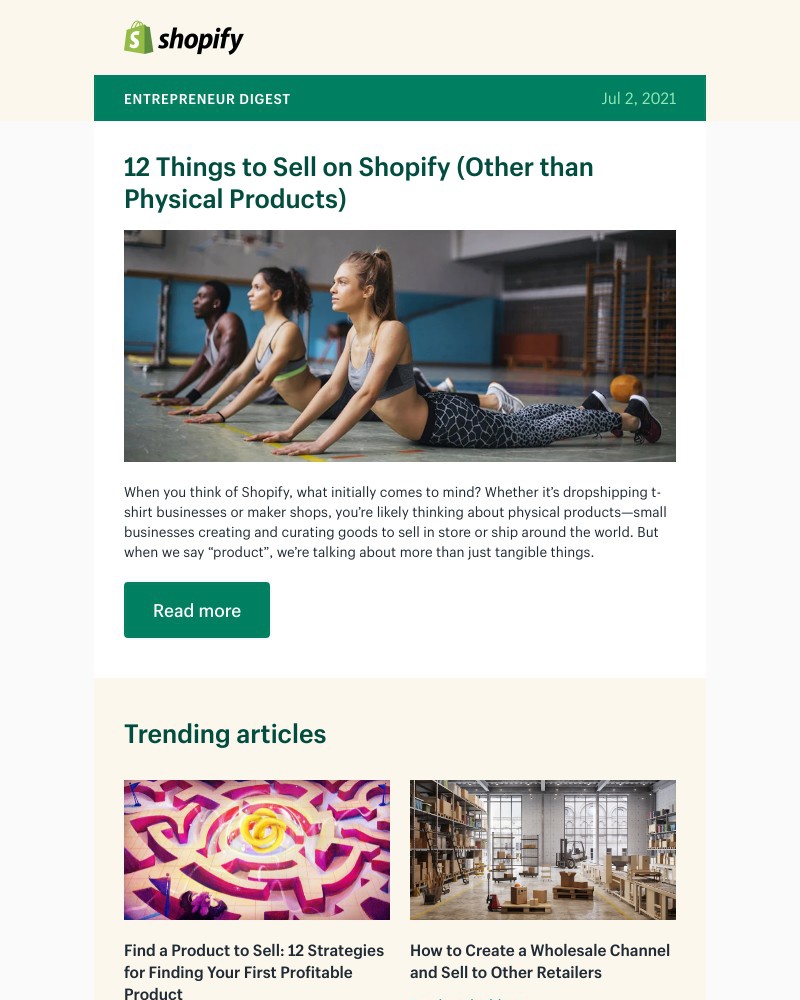 Shopify - Things to sell—that aren't physical products