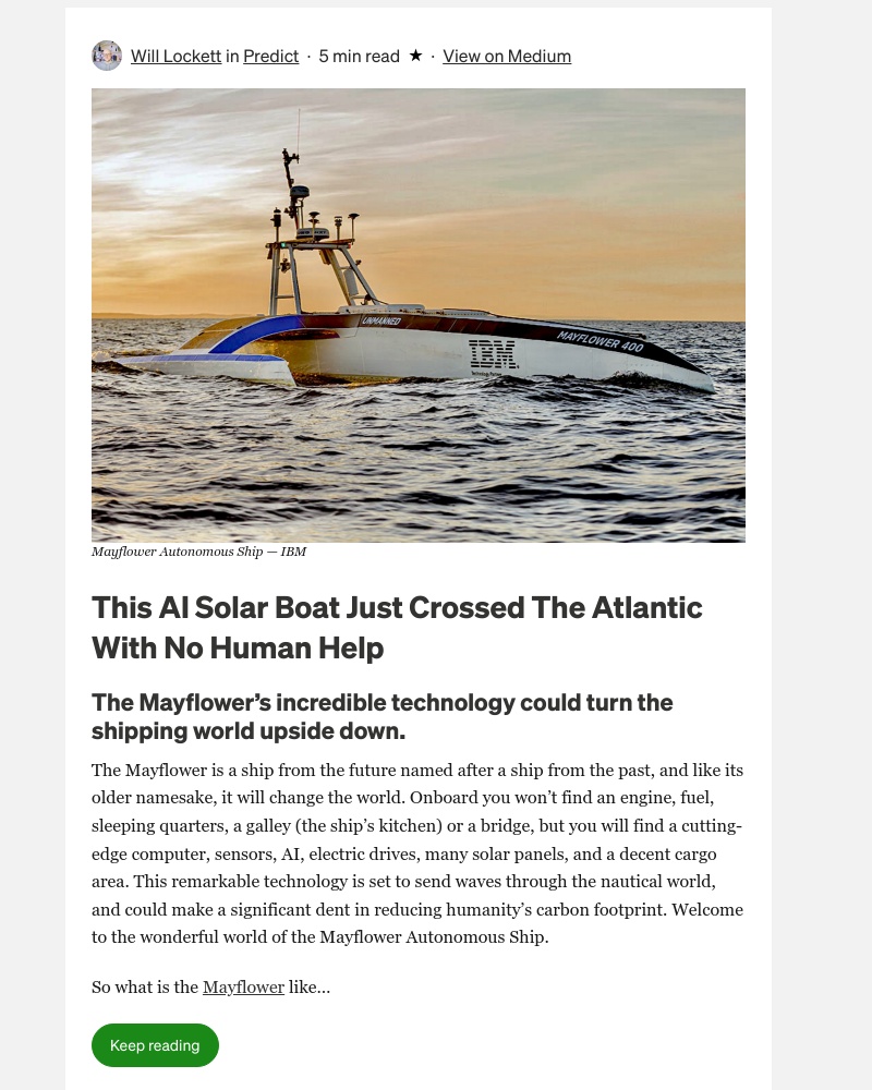 Medium - This AI Solar Boat Just Crossed The Atlantic With No Human Help