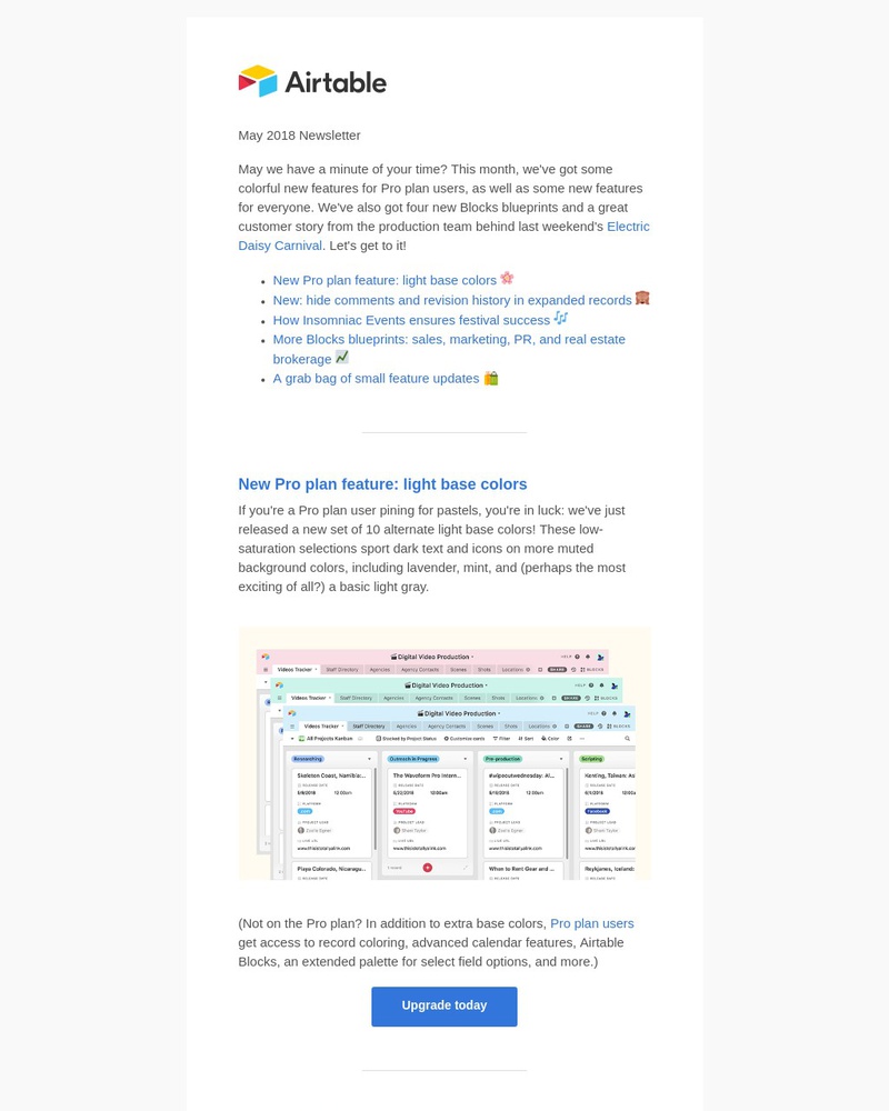 Airtable - This month's new features May be of interest to you