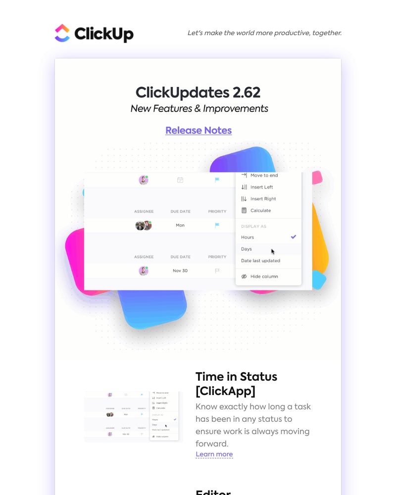 ClickUp - Time in Status, Table Improvements, Bug Fixes, ➕ more!