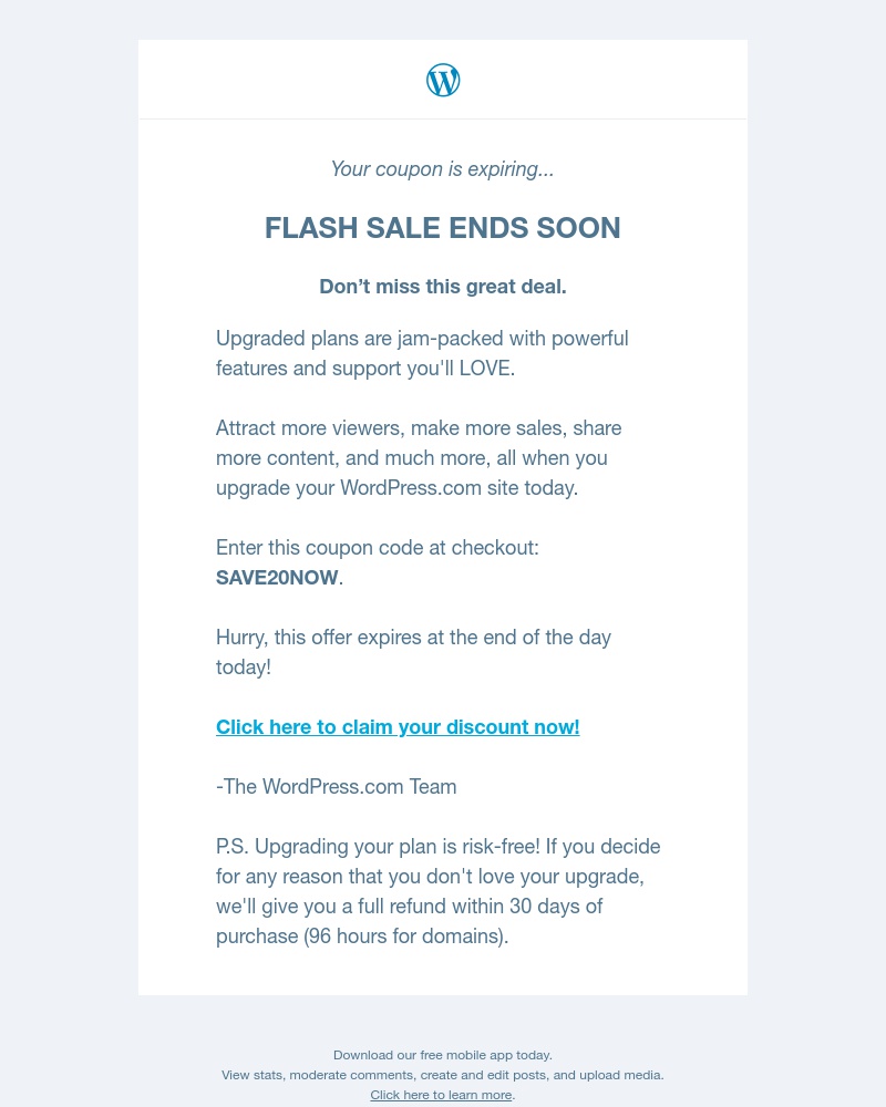 WordPress - Time is running out! Hurry, you can still cash in on today’s flash sale