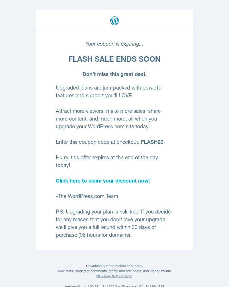 WordPress - Time is running out! Hurry, you can still cash in on today’s flash sale