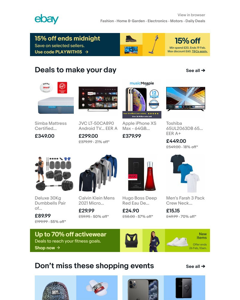 eBay - Time is running out! Save 15% on selected sellers now.