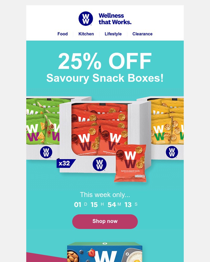 WW (Weight Watchers) - Time is ticking! SAVE 25% off Savoury Snack Boxes