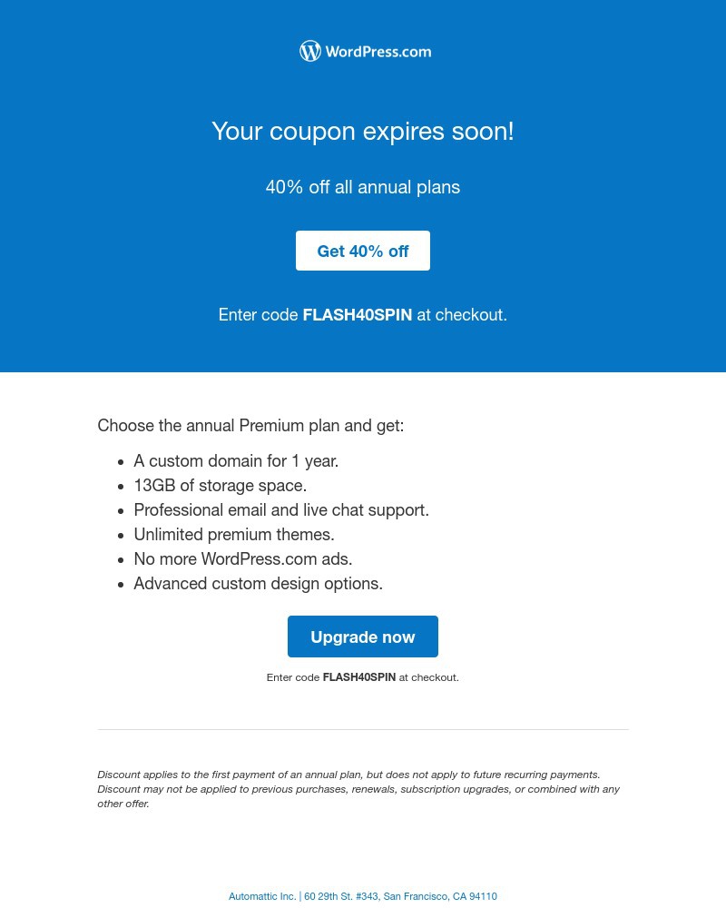 WordPress - Time’s almost up! Save 40% on any plan.