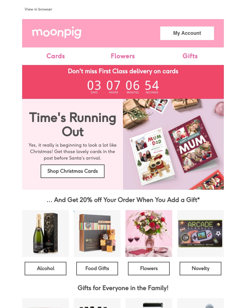 Moonpig - Time’s running out to make delivery before Christmas!