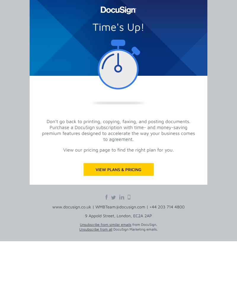 Docusign - Time’s up! Your free trial expires today