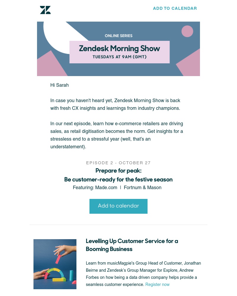 Zendesk - Tis the season. Join us for a festive episode of Zendesk Morning Show.