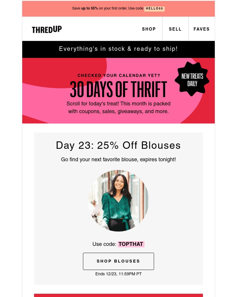 thredUP - TODAY ONLY: 25% off blouses🌷