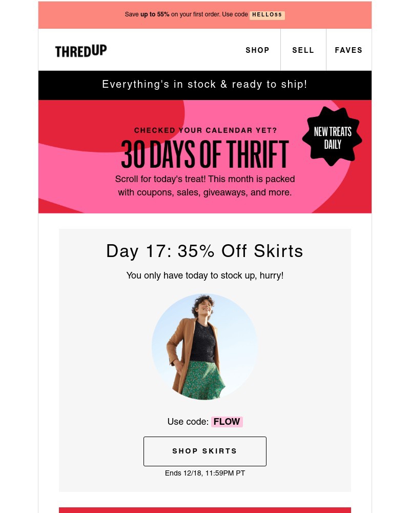 thredUP - TODAY ONLY: 35% off skirts🌻