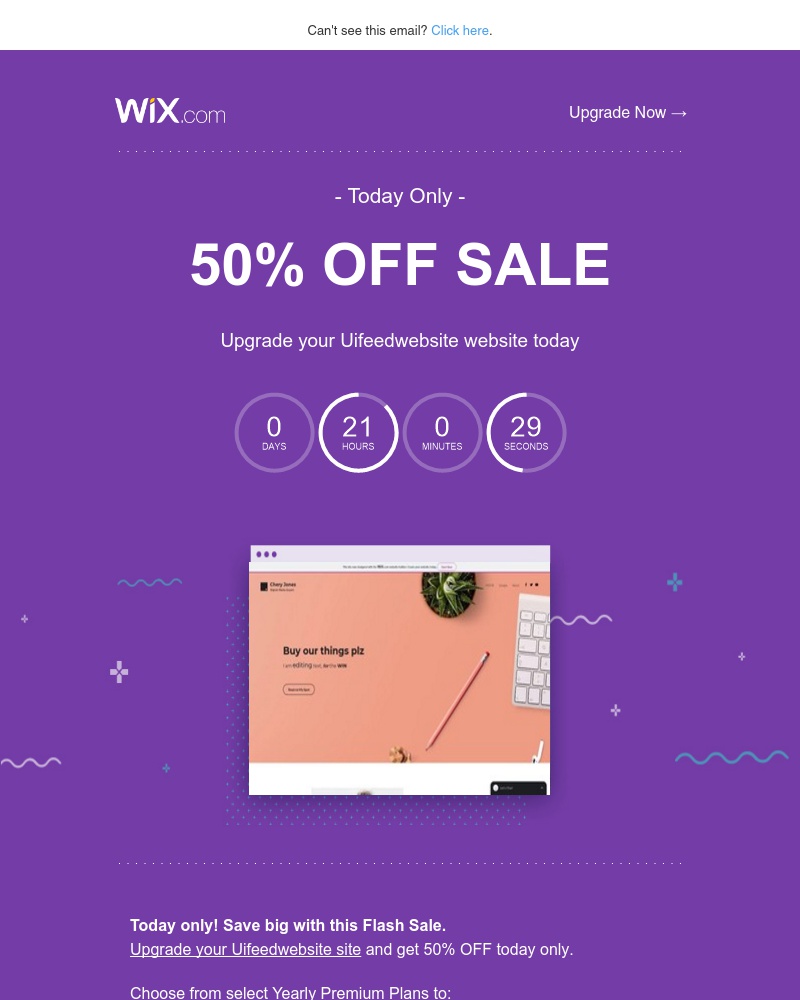Wix - Today only! Save 50% when you upgrade your Uifeedwebsite website