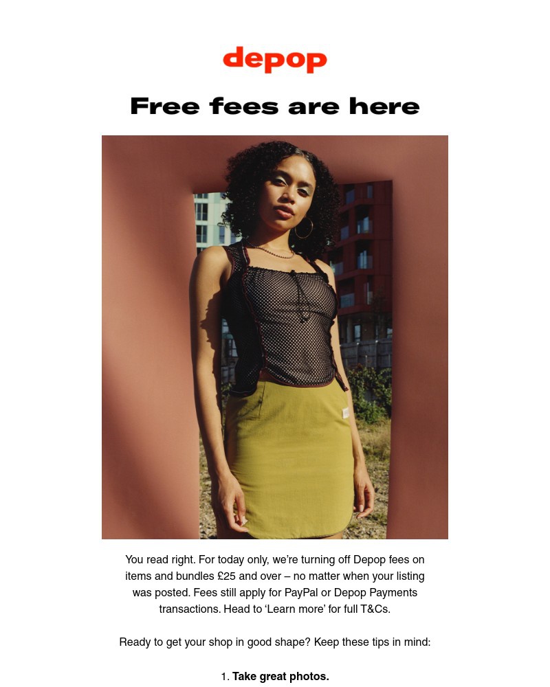 Depop - Today only: sell with zero Depop fees