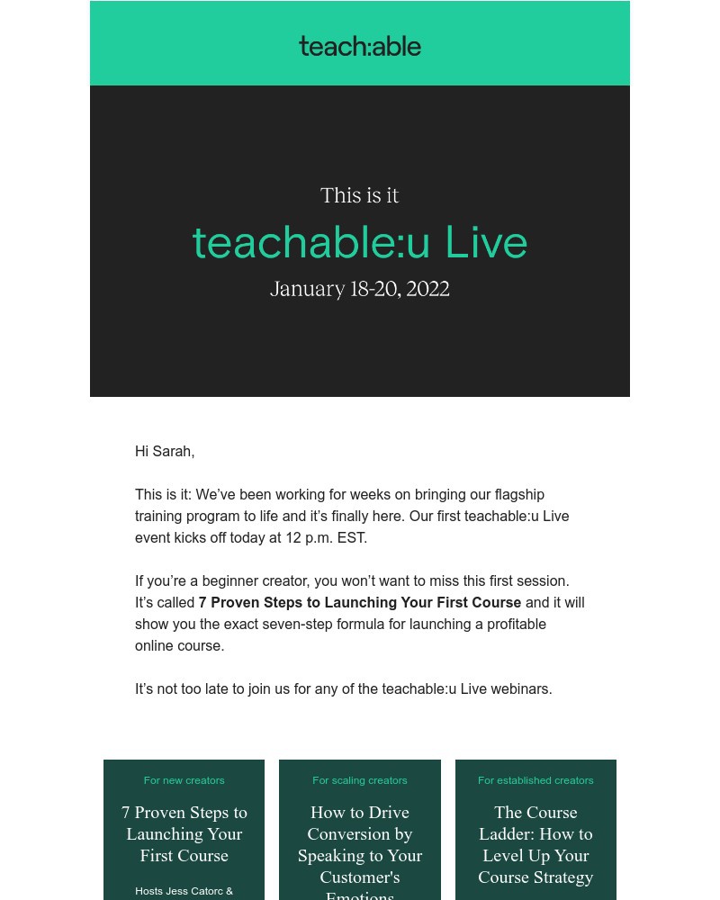 Teachable - Today’s the day: Don’t miss teachable:u Live