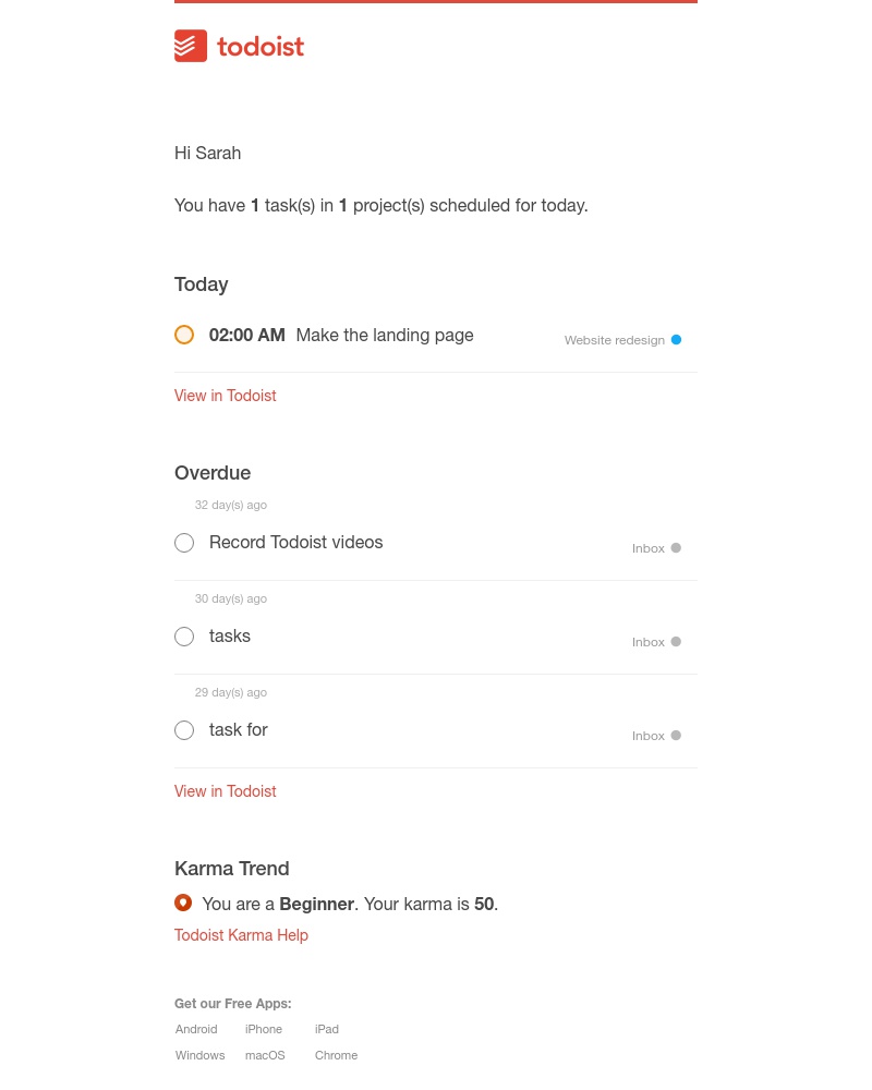 Todoist - Todoist Mar 20 (1 due today, 3 overdue)