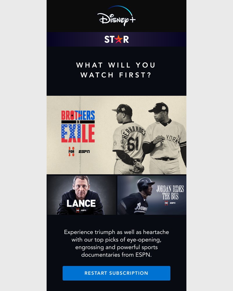 Disney+ - Top sports documentaries