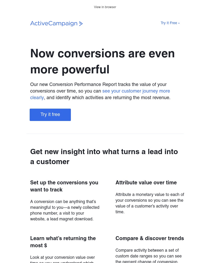 - Track the value of your conversions over time with our newest report