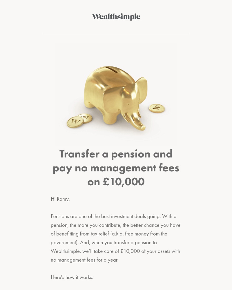 Wealthsimple - Transfer a pension and pay no management fees on £10,000