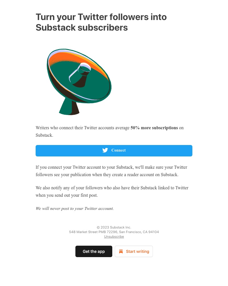 Substack - Turn your Twitter followers into Substack subscribers