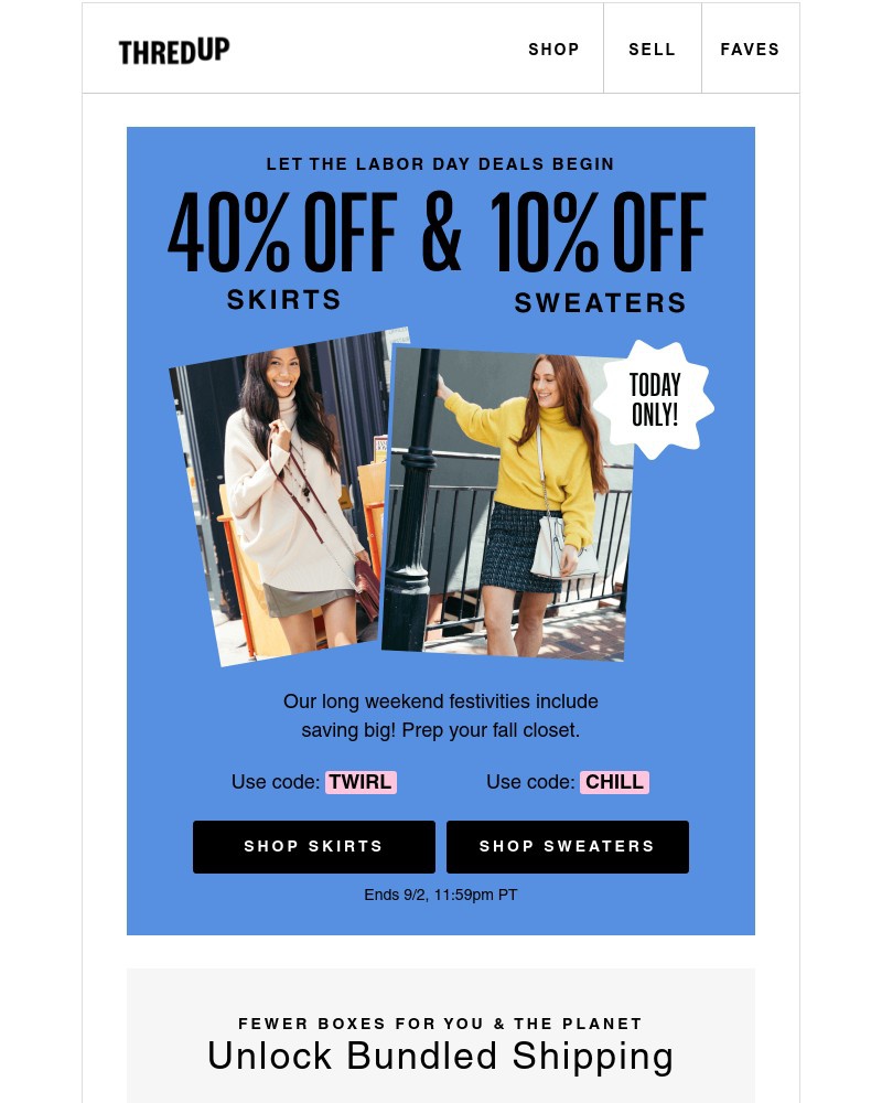 thredUP - Two coupons, one email.