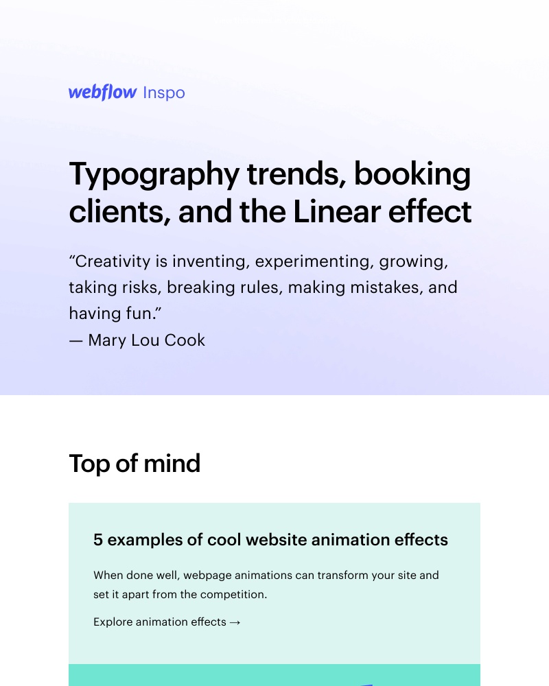 Webflow - Typography trends, booking clients, and the Linear effect 🪞