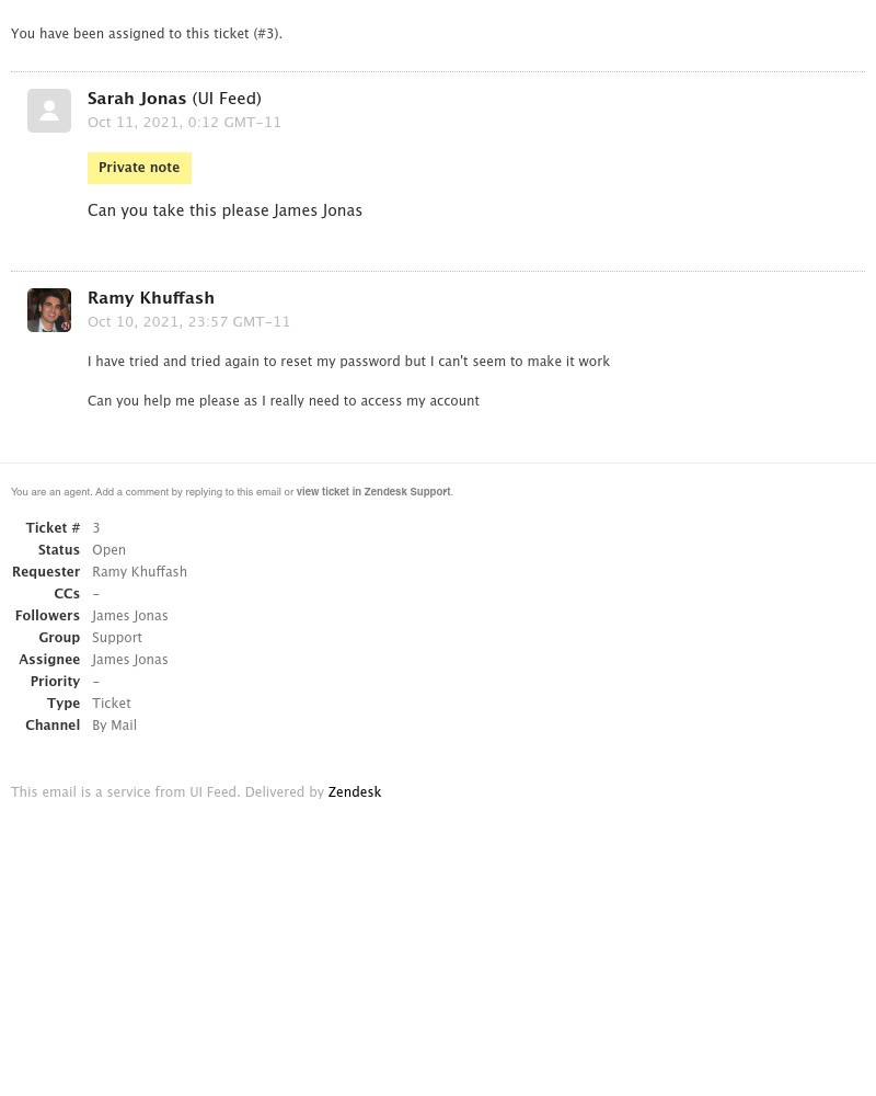 Zendesk - [UI Feed] Assignment: I can't reset my password