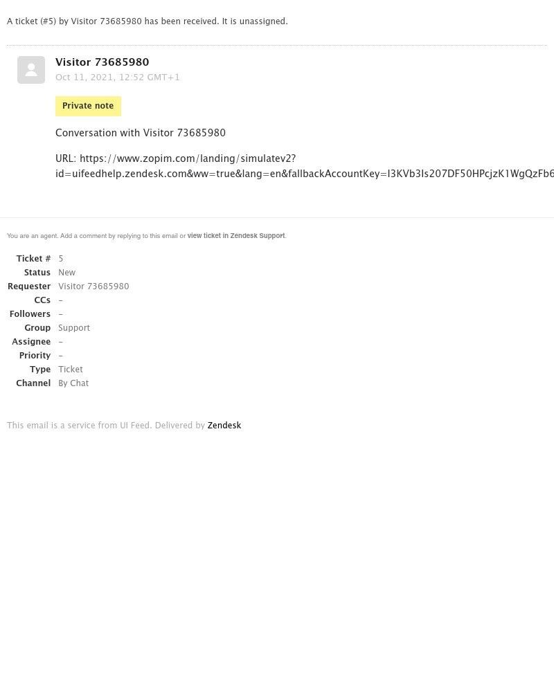 Zendesk - [UI Feed] Conversation with Visitor 73685980