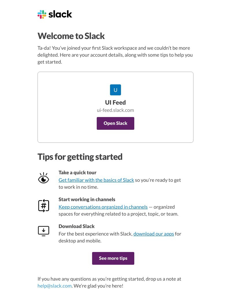 Accepting an invite on Slack video screenshot