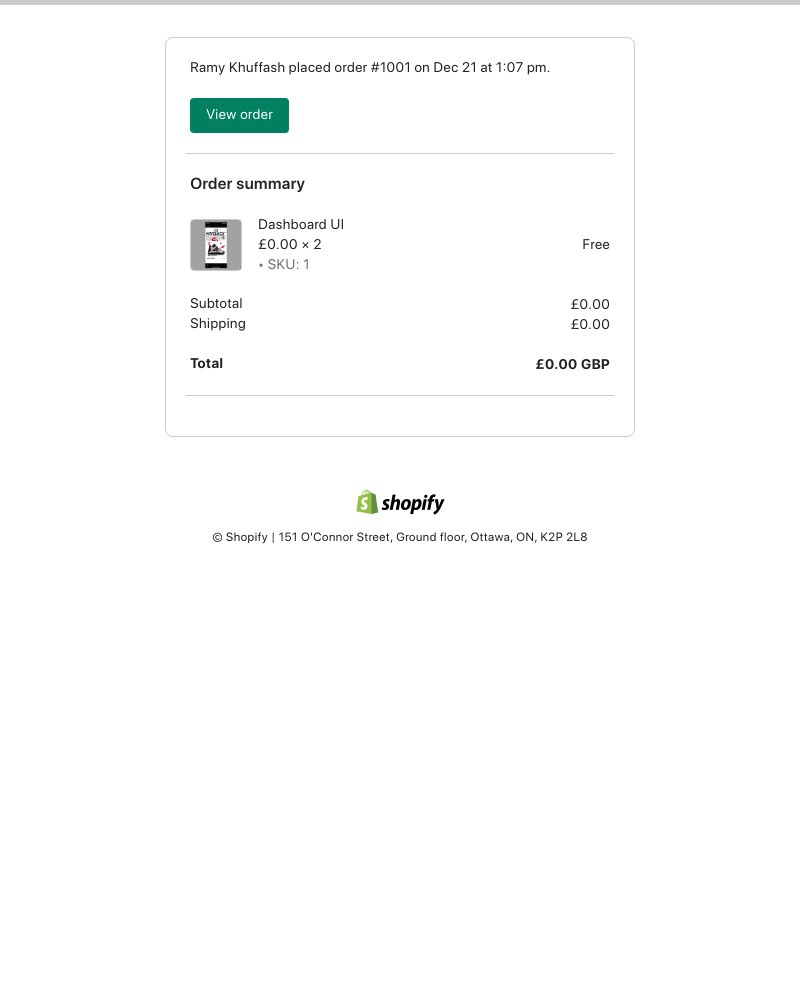 Buying something on Shopify video screenshot