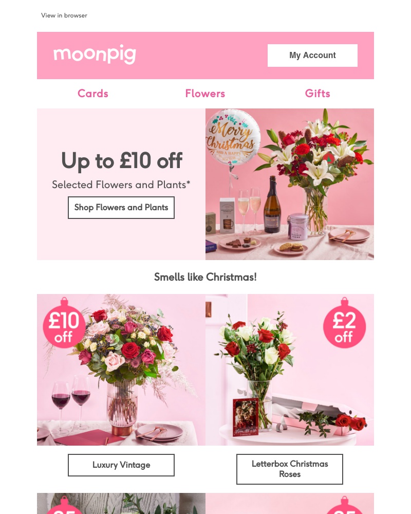 Moonpig - Up to £10 off selected flowers and plants!
