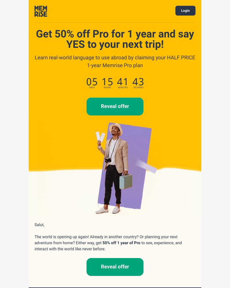 Memrise - Use 50% off a 1-year Pro plan to travel the world!