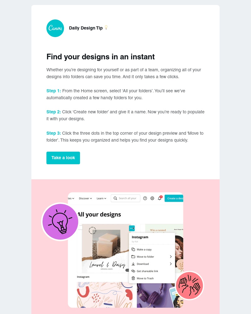 Canva - Use folders to keep all your designs organized