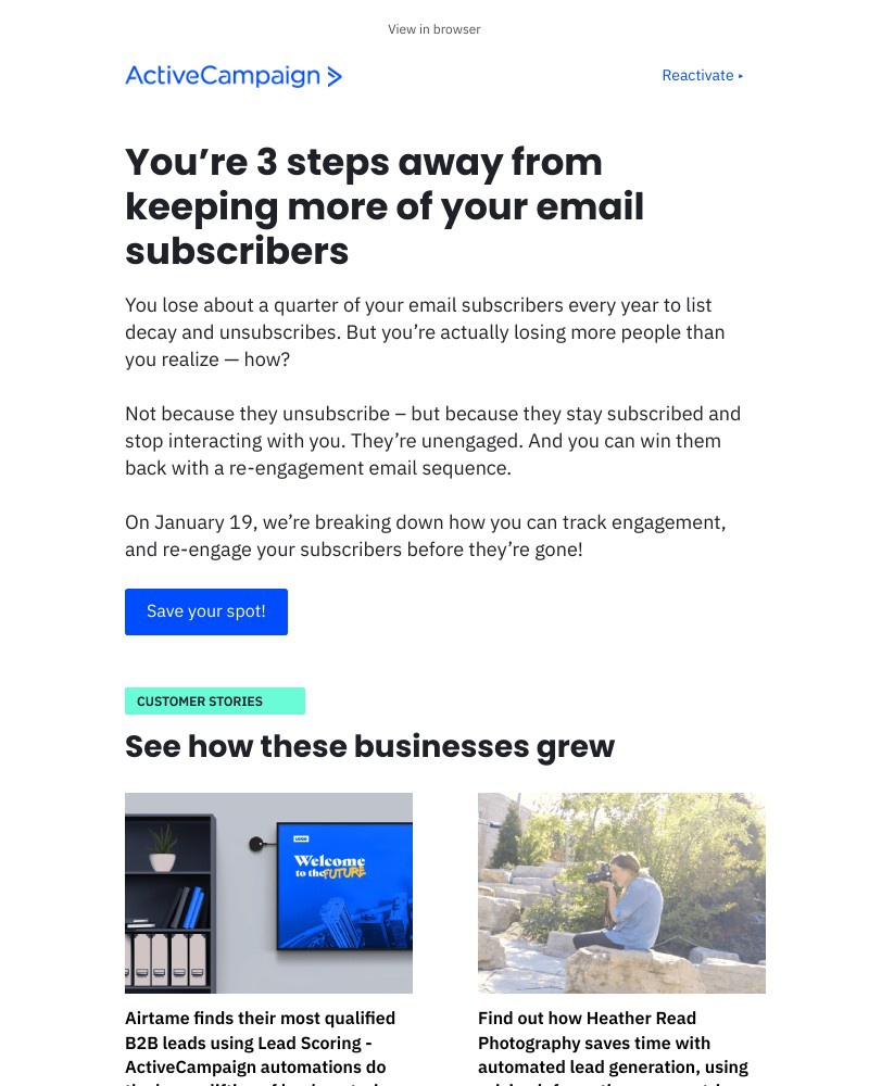  - Use this email sequence to win back inactive email subscribers