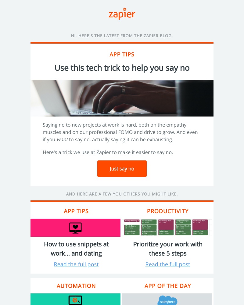 Zapier - Use this tech trick to help you say no