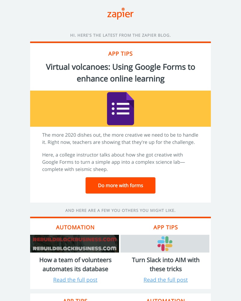 Zapier - Using Google Forms to enhance online learning