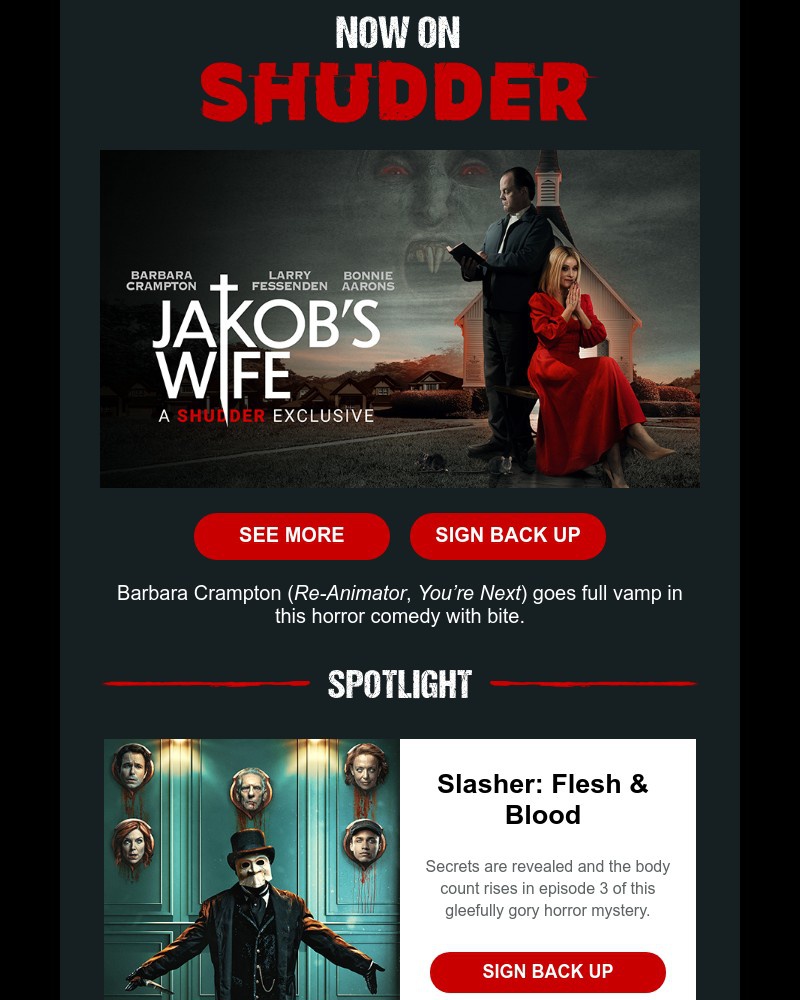 Shudder - 🧛 🧛‍♀️ Vampire comedy ‘Jakob’s Wife’ is now streaming.