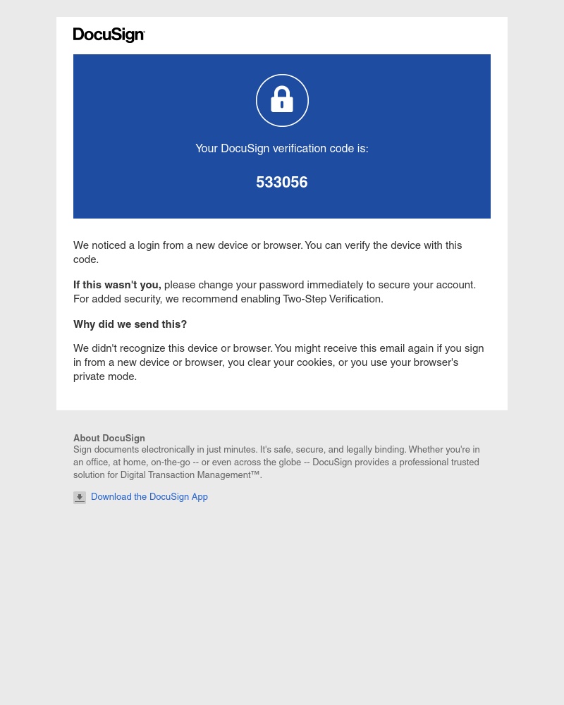 DocuSign - Verify a New Device