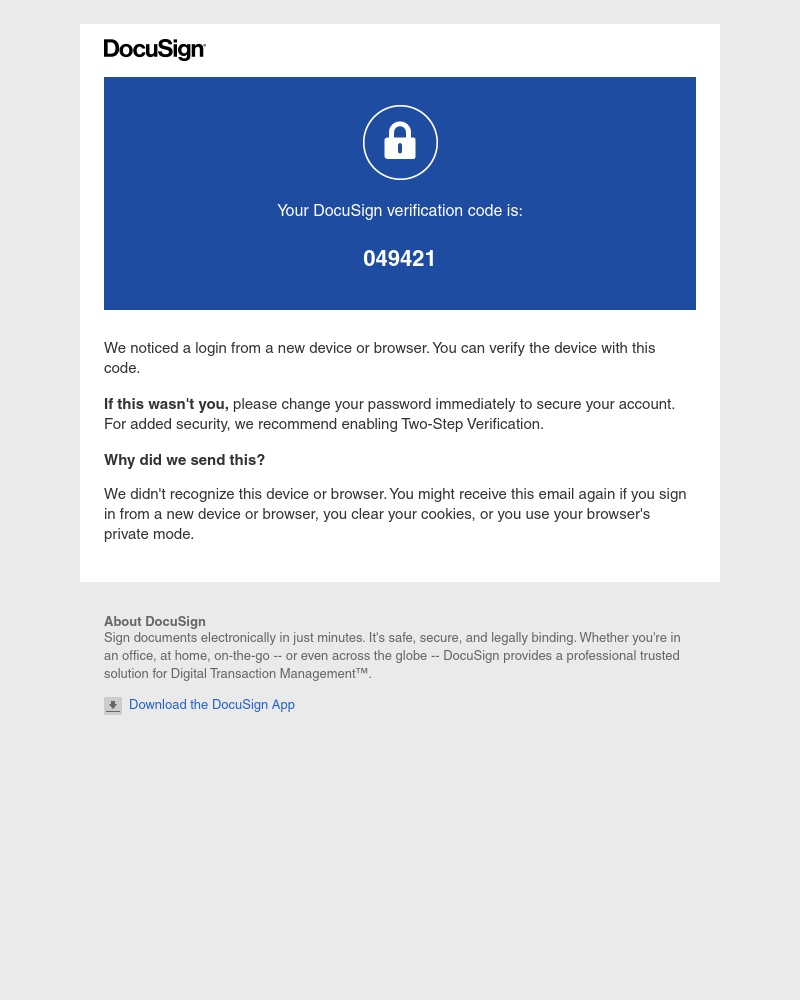 DocuSign - Verify a New Device